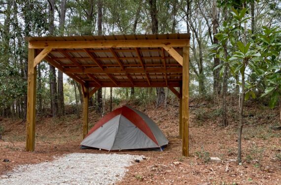 Tent pad outlet campsite