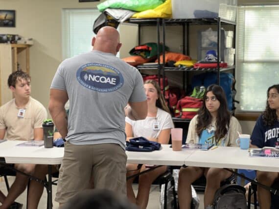 Students in classroom during NCOAE intensive EMT training