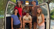 emt students in the back of an ambulance.